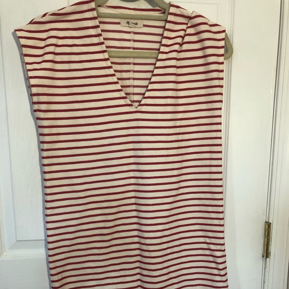 Red and white striped dress